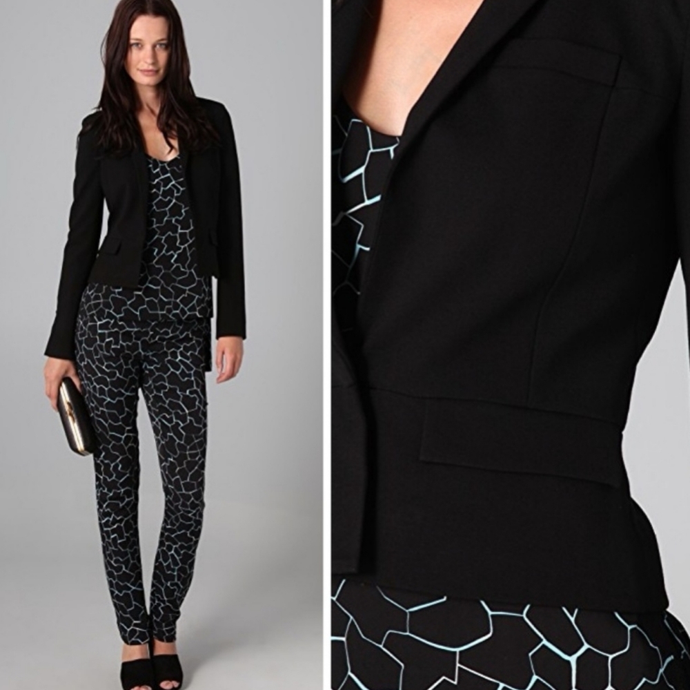 Diane von Furstenberg Zuma Black Notch Blazer Suit Jacket $365